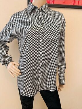 Black & White Polka Dot Button-Down Shirt